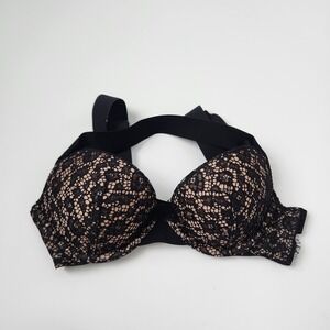 Victoria's Secret Very Sexy Bra Black Lace Halter Plunge Underwire 34B